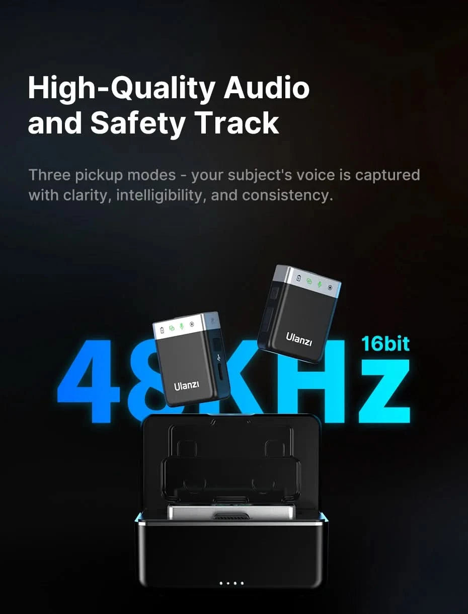 Ulanzi AM18 U-Mic 2.4G Stereo Wireless Microphone 100m Pickup 20+H Dual-Channel Recording for DSLR IOS Android PC Live Interview