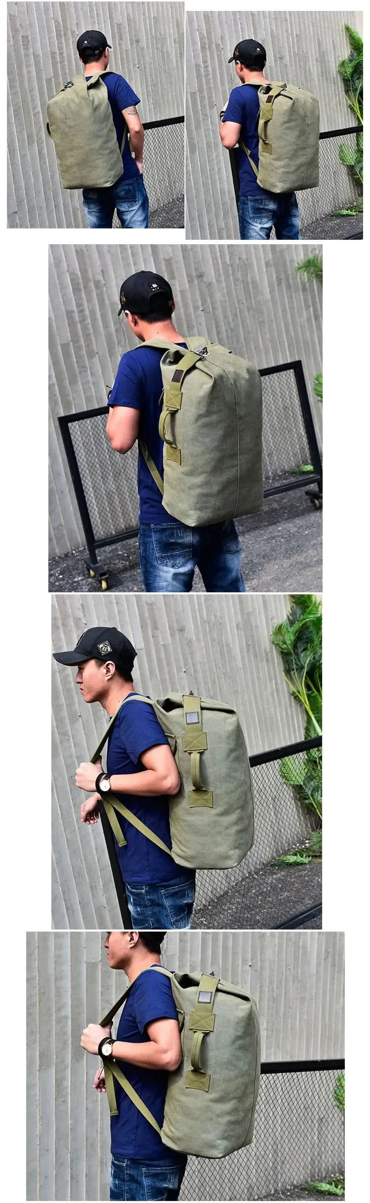 Outdoor-Reisetasche Rucksack Mode Große Kapazität Rucksack Herren Leichter Rucksack Herren Gepäck Canvas Eimer Schultertaschen für Männer