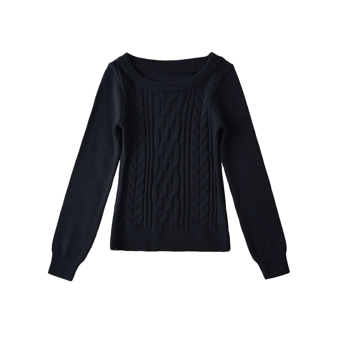 Round neck long sleeved sweater