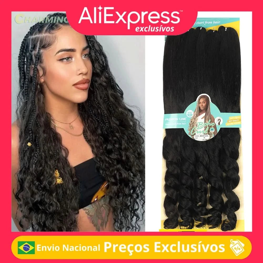Jumbo Boho Curl French Braids für Häkelzöpfe, lockiges Jumbo-Haar, hochwertige Bio-Faser, 400 g, 65 cm, BOHO