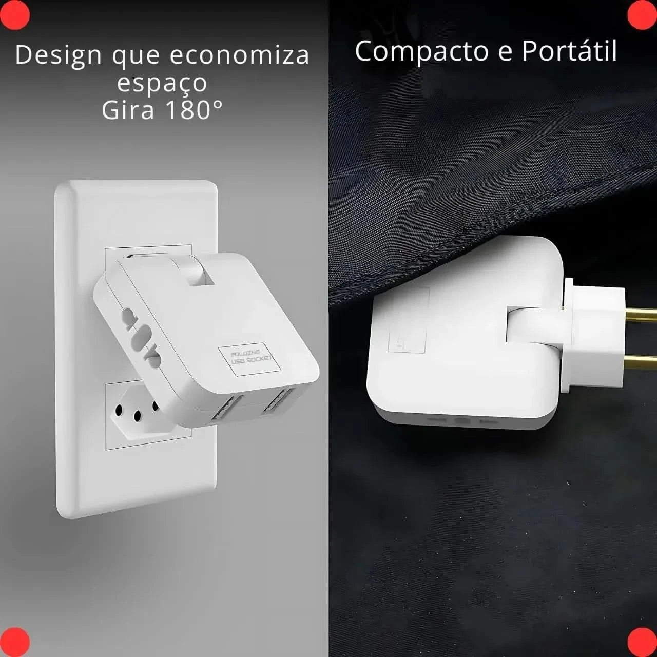 Benjamin Bivolt-Steckdosenadapter mit 2 USB-Anschlüssen – universelles Handy-Ladegerät, praktisch und tragbar, ideal für Reisen