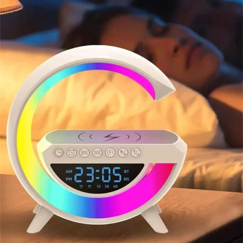 G-speaker Smart Station - Intelligente Bluetooth-Lampe Warmer RGB-Stil Licht Kabelloses Ladegerät Wecker Schreibtischlampe