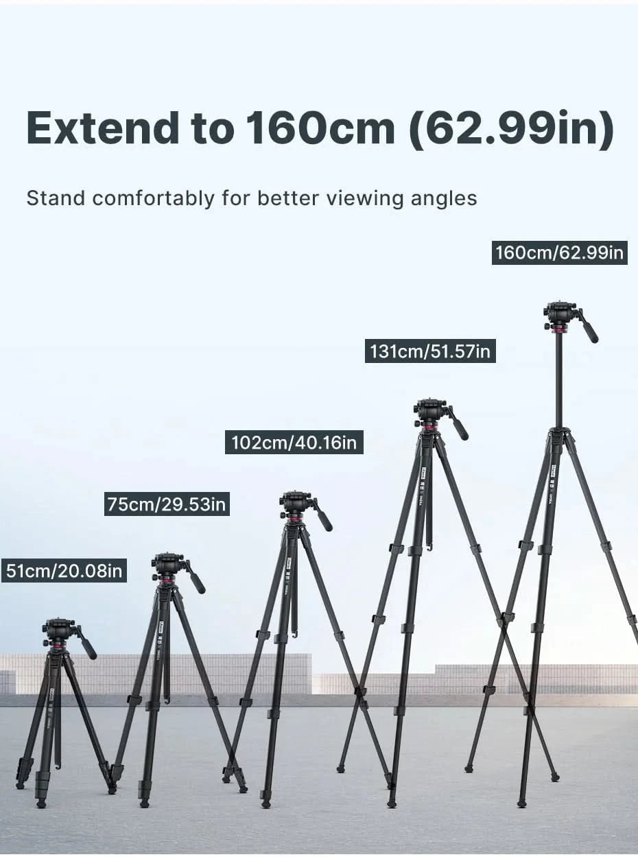 Ulanzi MT-56 OMBRA VIDEO Travel Tripod With Fluid Drag Pan Ball Head Metal Outdoor Smartphone DSLR Camera Tripod Monopod