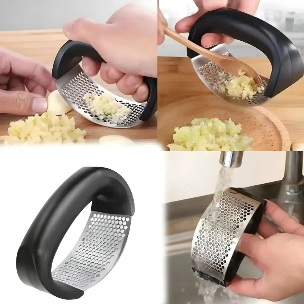 3er-Set Knoblauch-, Zwiebel- und Kartoffelpresse, Knetmaschine aus Edelstahl