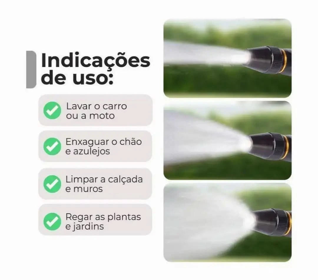 Bico Esguicho Engate Rapido Alta Pressao 3 Em 1 Lava Jato Agua Mangueira Carro Moto Jardim Quintal