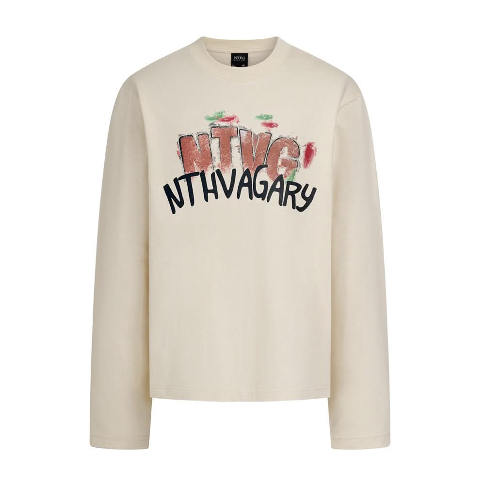 Hand drawn graffiti letter printed long sleeved shirt