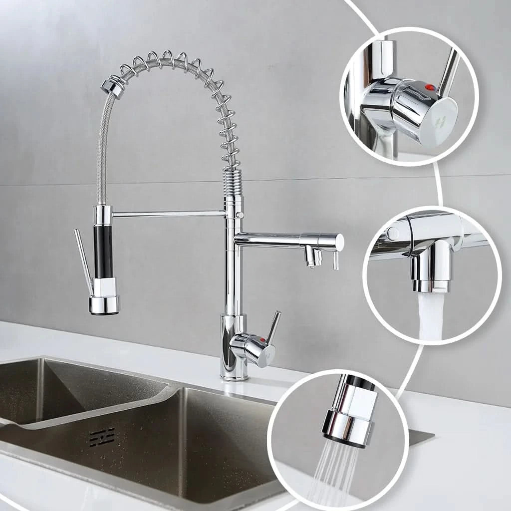 Gourmet-Küchenarmatur 50cm mit Gelenkschlauchbrause 2 Strahlarten 100% Metall Chrom Versand 12h SP