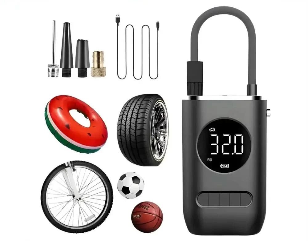 Mini Bomba Calibrador de Ar Portátil Digital Para Pneu Carro para Bicicleta com Lanterna
