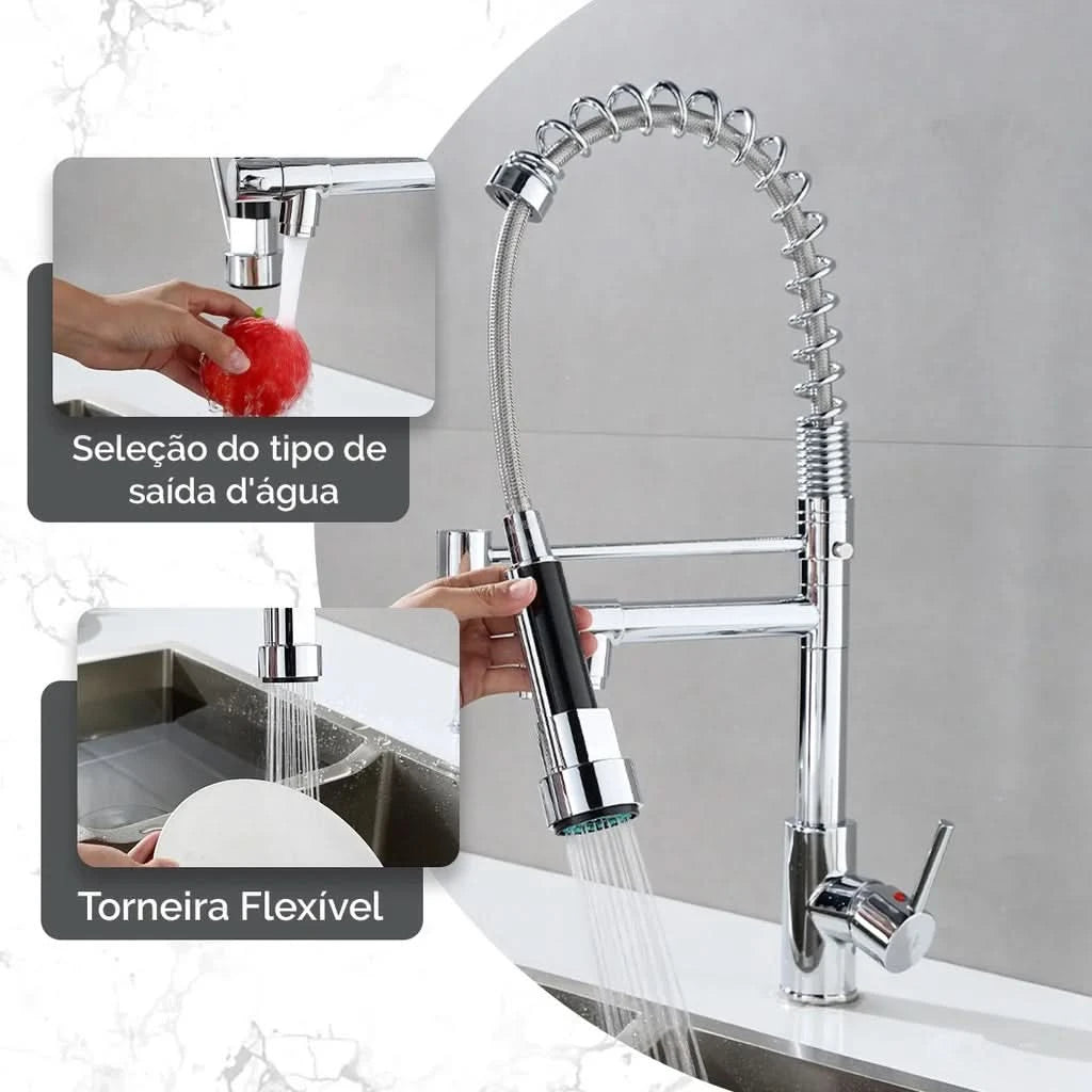 Gourmet-Küchenarmatur 50cm mit Gelenkschlauchbrause 2 Strahlarten 100% Metall Chrom Versand 12h SP