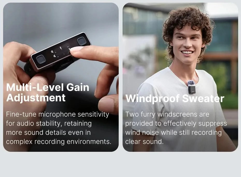 Ulanzi AM18 U-Mic 2.4G Stereo Wireless Microphone 100m Pickup 20+H Dual-Channel Recording for DSLR IOS Android PC Live Interview