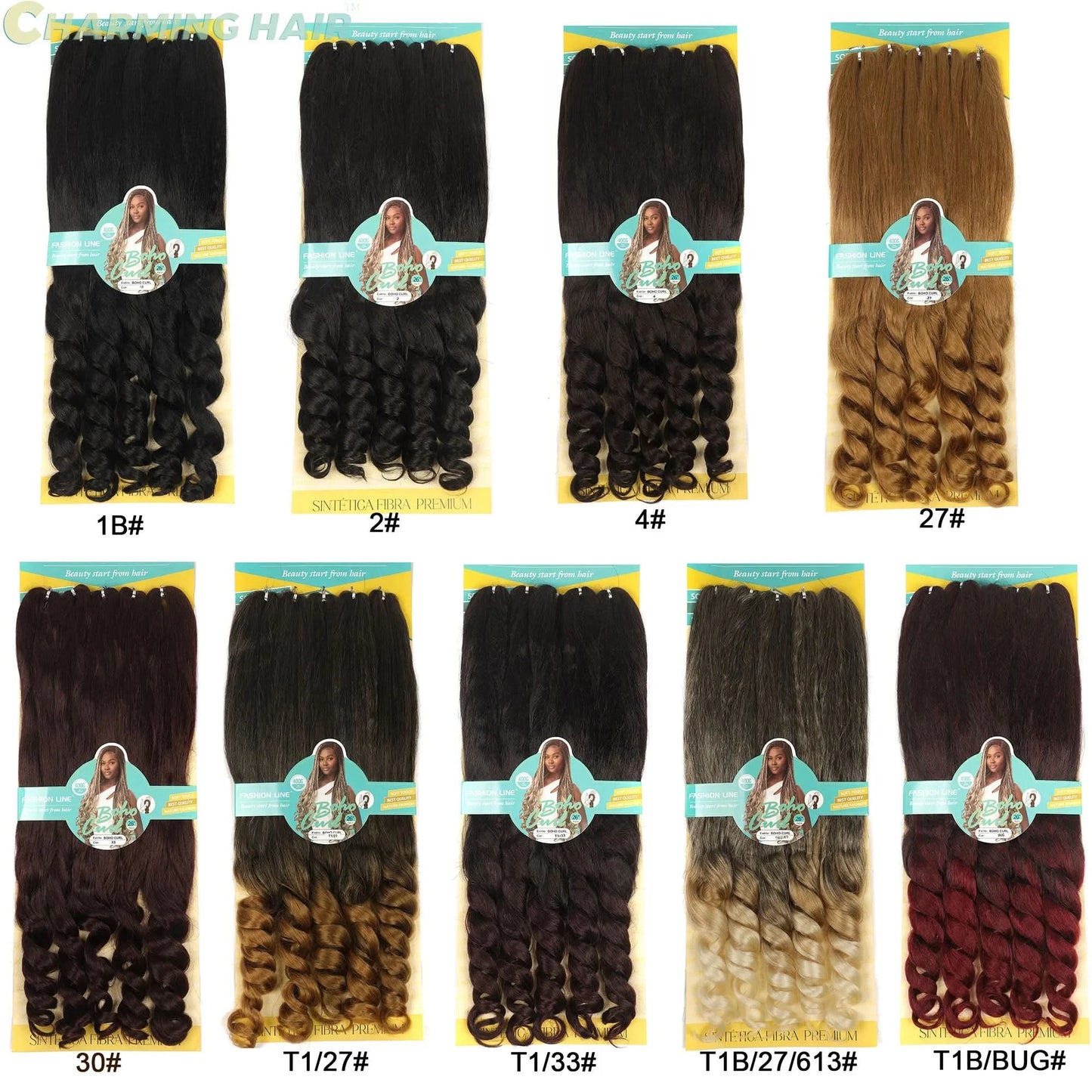 Jumbo Boho Curl French Braids für Häkelzöpfe, lockiges Jumbo-Haar, hochwertige Bio-Faser, 400 g, 65 cm, BOHO