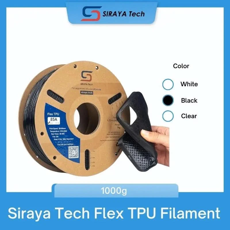 Siraya Tech Flex TPU Filament: 85A Shore, ISO 10993 zertifiziert, hohe Flexibilität und Zähigkeit, feuchtigkeitsbeständig, leicht zu drucken 1KG