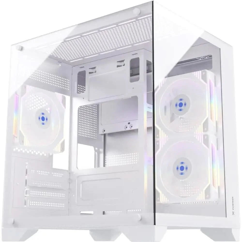 Gaming-Gehäuse Fortrek Clarity, Mid Tower, gehärtetes Glas, MATX, Weiß, ohne Netzteil, ohne Lüfter