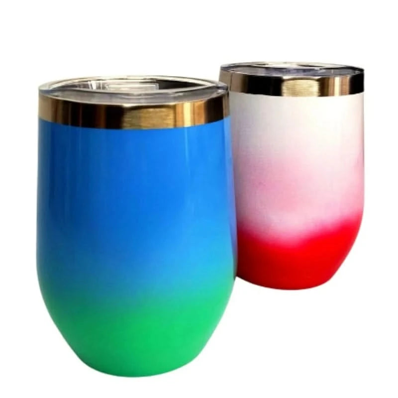 Copo Cuia Térmica 350ml Em Inox Com Tampa Acrílica, Duas Cores