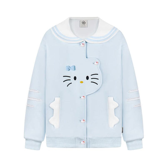 Cat Navy Collar Jacket for Women Spring Casual Soft Girl Stylish Hoodie Coat