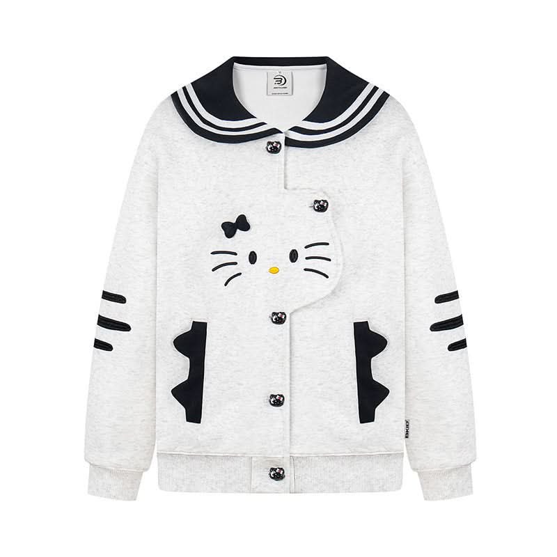 Katzen Marinekragen Jacke für Damen Frühling Lässige Soft Girl Stilvolle Kapuzenjacke