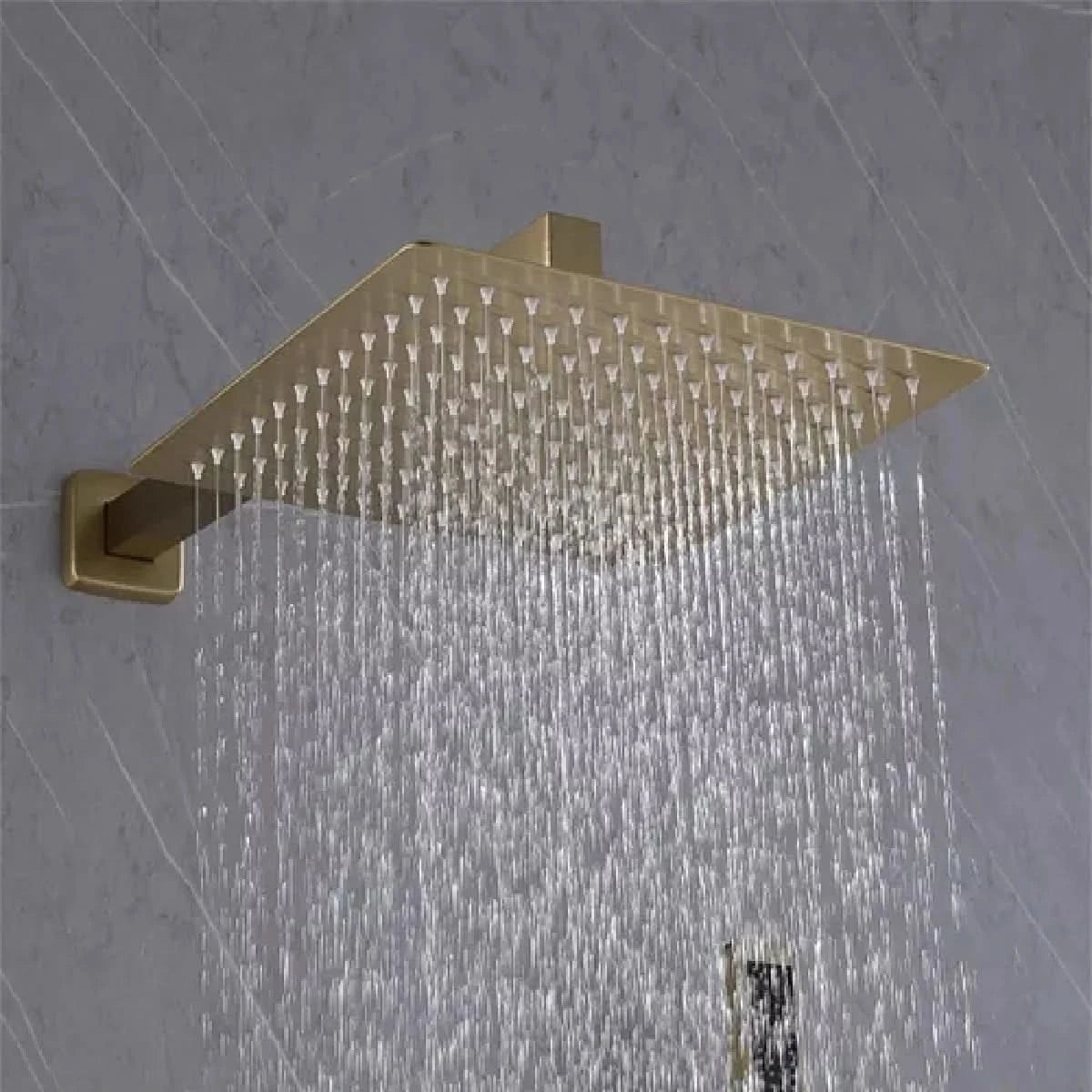20cm quadratisches Duschset aus Edelstahl mit komplettem Handbuch, glänzend golden, DC-7017d