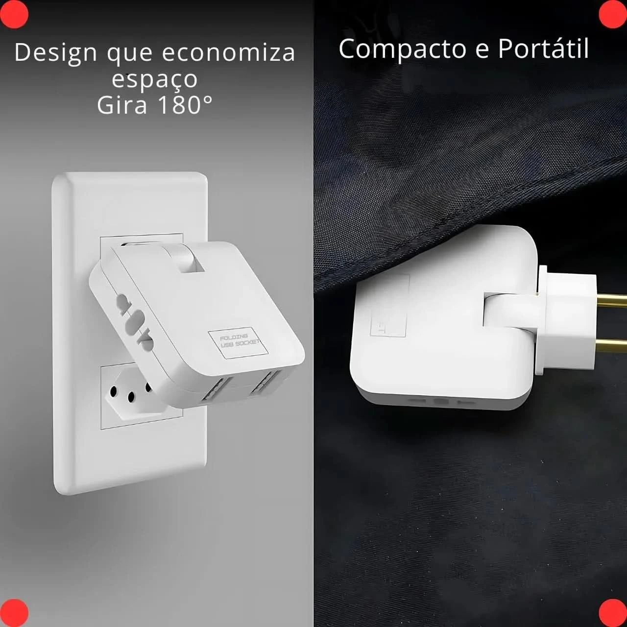 Benjamin Bivolt-Steckdosenadapter mit 2 USB-Anschlüssen – universelles Handy-Ladegerät, praktisch und tragbar, ideal für Reisen