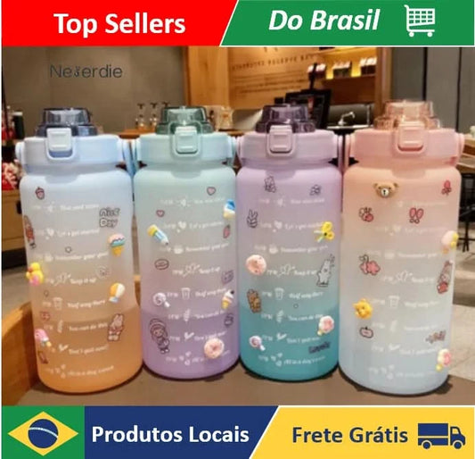2L Water Squeeze Bottle With 2D And 3D Adhesive Straw With Handle Works As Mobile Phone Holder-Neverdie Store
