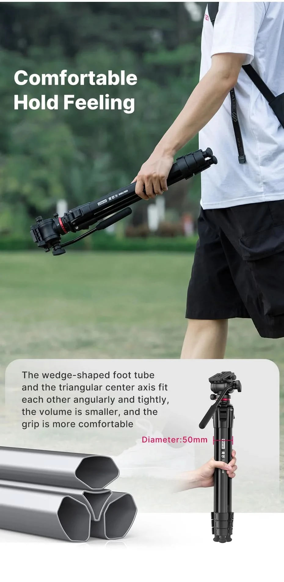 Ulanzi MT-56 OMBRA VIDEO Travel Tripod With Fluid Drag Pan Ball Head Metal Outdoor Smartphone DSLR Camera Tripod Monopod