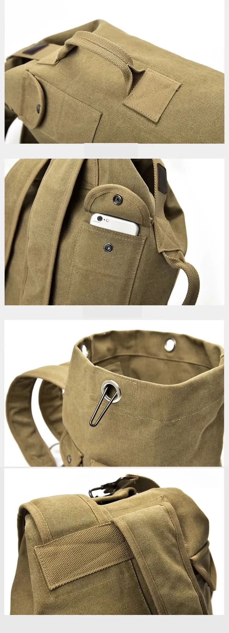 Outdoor-Reisetasche Rucksack Mode Große Kapazität Rucksack Herren Leichter Rucksack Herren Gepäck Canvas Eimer Schultertaschen für Männer