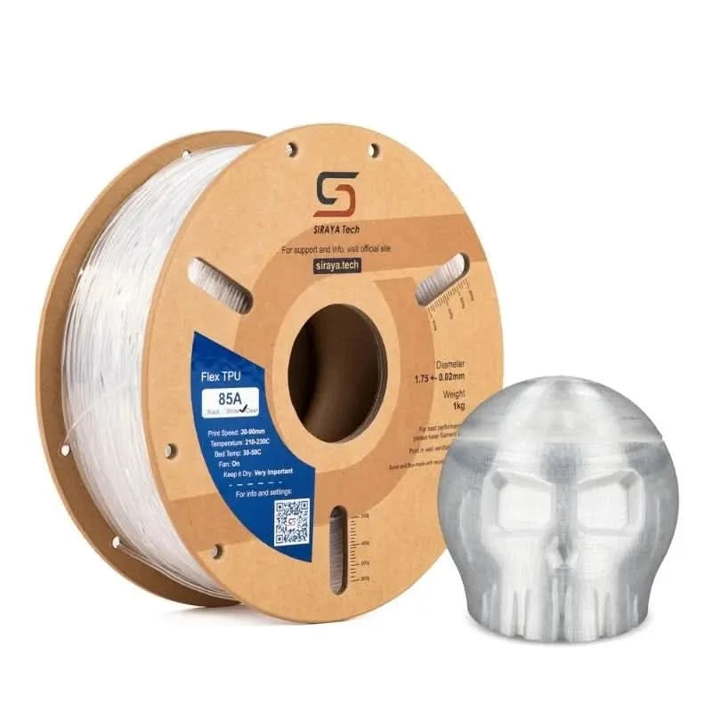 Siraya Tech Flex TPU Filament: 85A Shore, ISO 10993 zertifiziert, hohe Flexibilität und Zähigkeit, feuchtigkeitsbeständig, leicht zu drucken 1KG