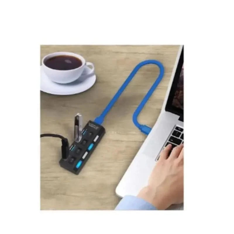 High-Speed 2.0 USB Hub mit 4 Anschlüssen und Ein-/Ausschalter