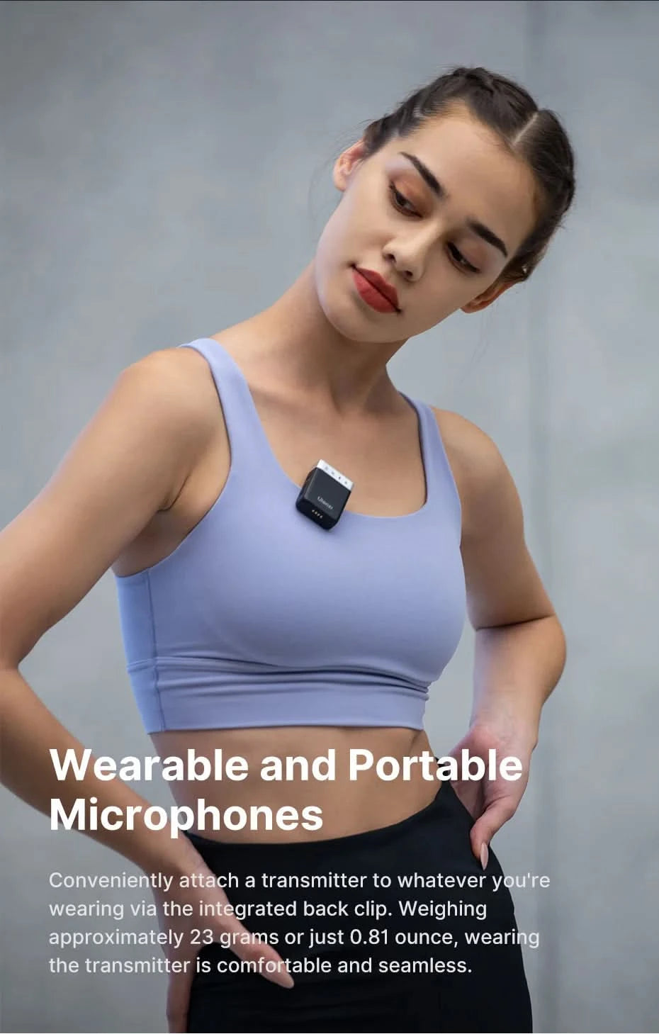 Ulanzi AM18 U-Mic 2.4G Stereo Wireless Microphone 100m Pickup 20+H Dual-Channel Recording for DSLR IOS Android PC Live Interview