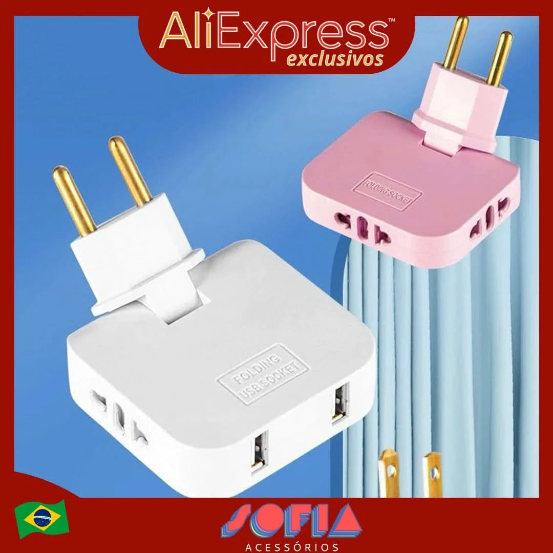 Benjamin Bivolt-Steckdosenadapter mit 2 USB-Anschlüssen – universelles Handy-Ladegerät, praktisch und tragbar, ideal für Reisen