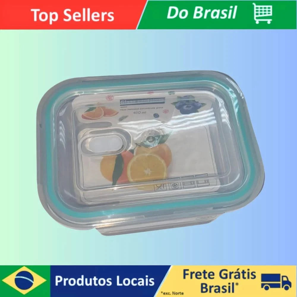 Kit up to 3 Heat Resistant Glass Lunch Pot 400 ml Hermetic Sealer Pot Fit