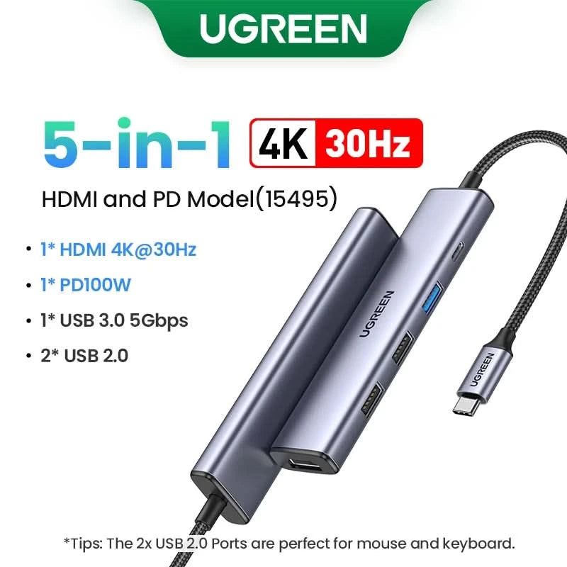 UGREEN Dual HDMI USB-C HUB 8K 4K HDMI Adapter 10-in-1 Splitter mit RJ45 USB3.0 PD 100W Dock für MacBook Pro Air Laptop USB HUB