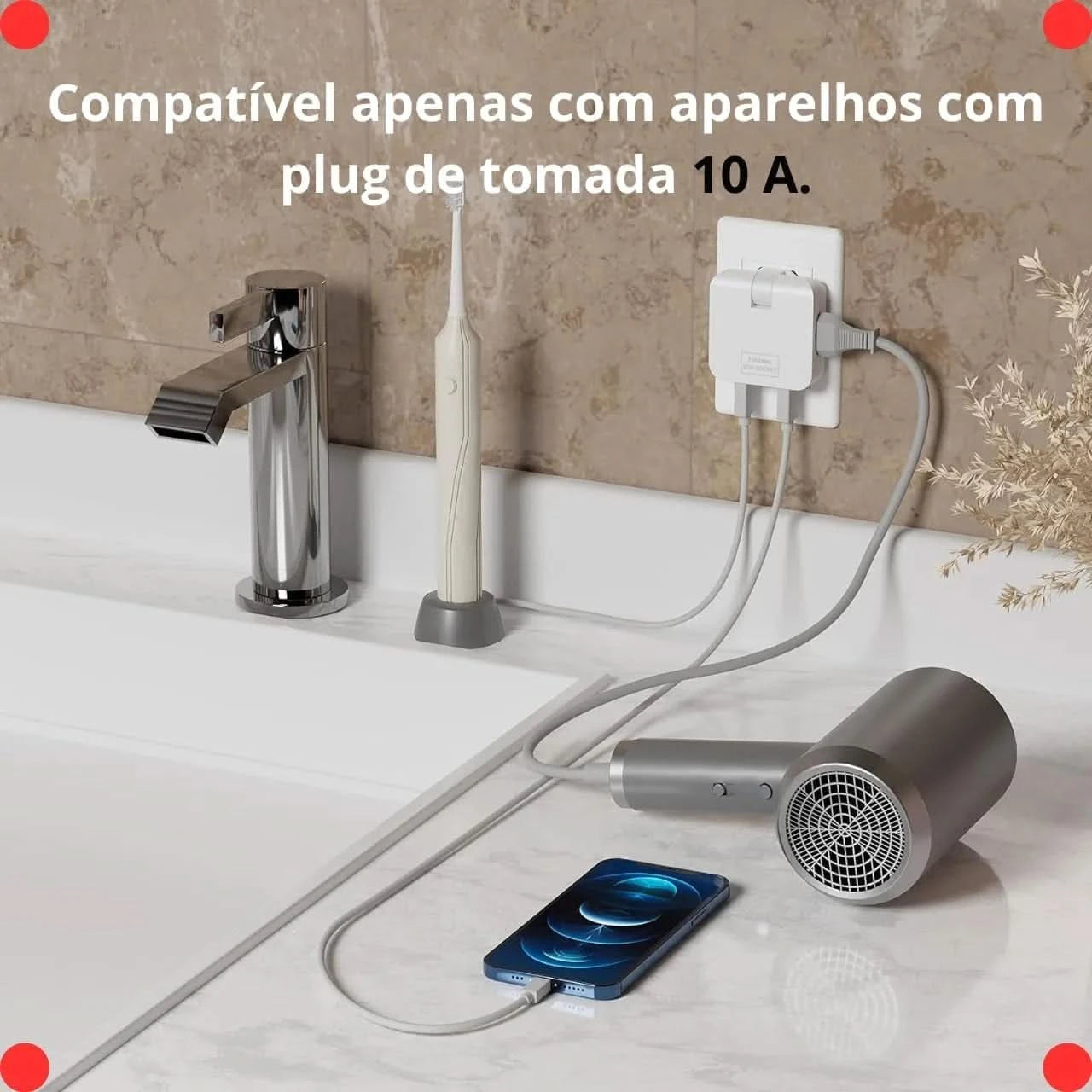 Benjamin Bivolt-Steckdosenadapter mit 2 USB-Anschlüssen – universelles Handy-Ladegerät, praktisch und tragbar, ideal für Reisen