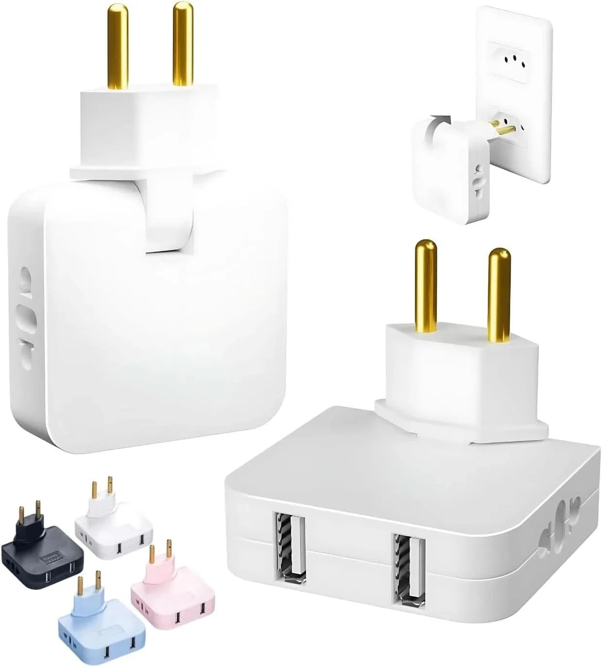 Benjamin Bivolt-Steckdosenadapter mit 2 USB-Anschlüssen – universelles Handy-Ladegerät, praktisch und tragbar, ideal für Reisen