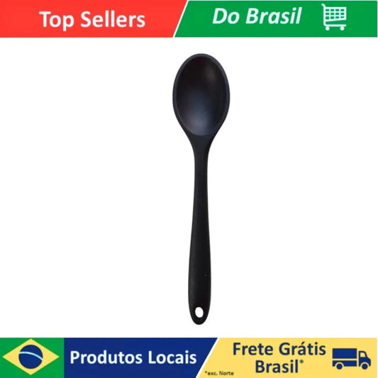 Colher Silicone Cor Preto Utensílios Cozinha