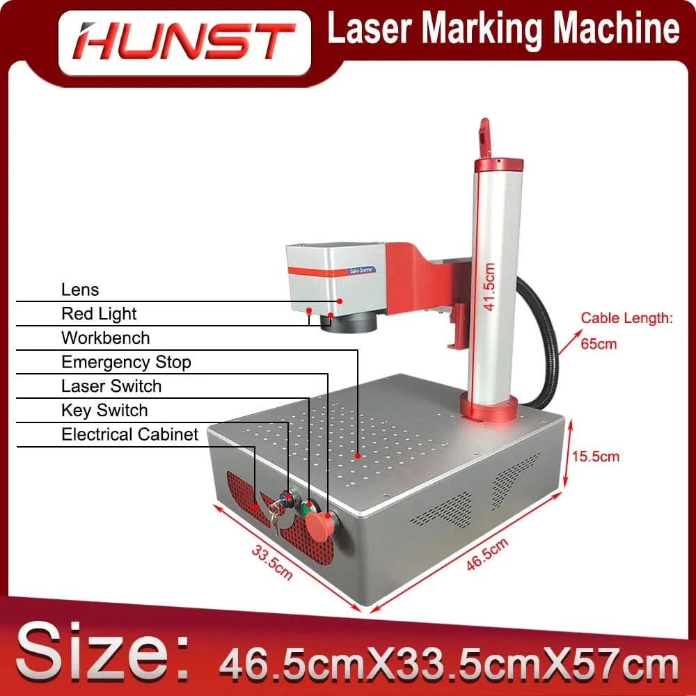 Hunst Small Laser Marking Machine MAX 30W Portable Foldable Mini Fiber Engraving Machine for DIY Marking Gifts Metal Engraving