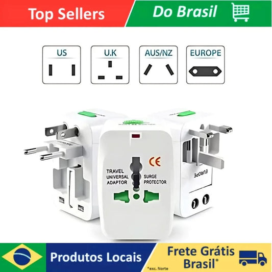 Adaptador Tomada Universal Internacional Viagem + 150 Países
