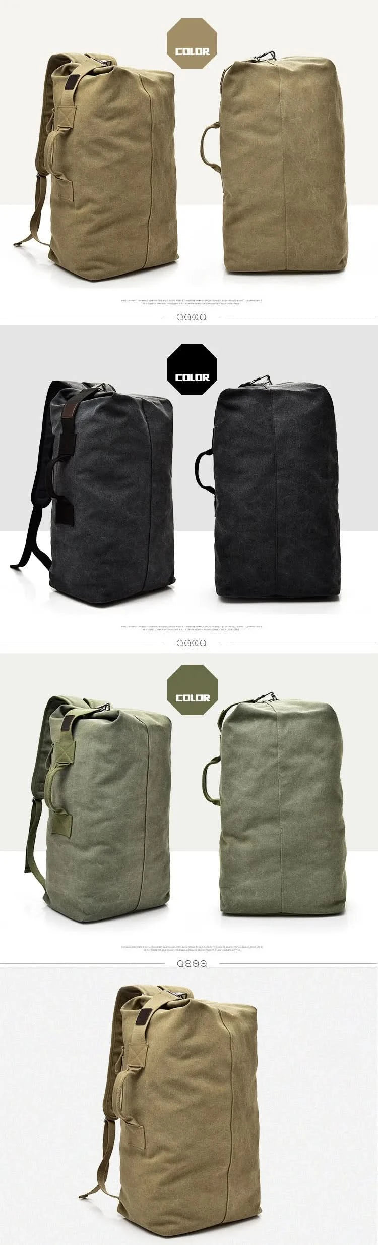 Outdoor-Reisetasche Rucksack Mode Große Kapazität Rucksack Herren Leichter Rucksack Herren Gepäck Canvas Eimer Schultertaschen für Männer