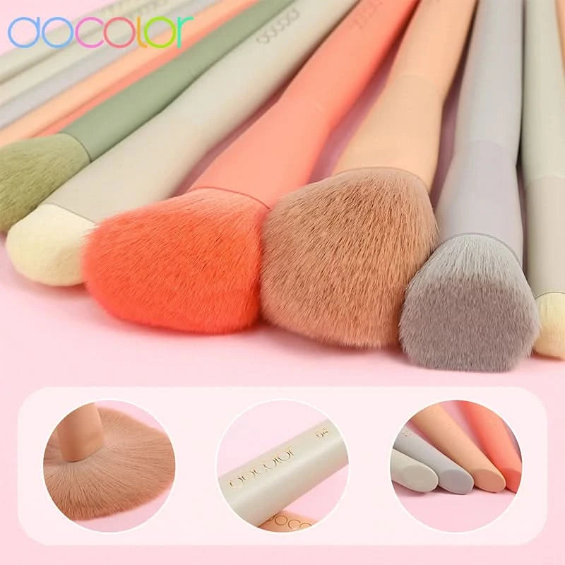 Docolor 17-teiliges Make-up-Pinsel-Set Lidschatten Rouge Puder Verblenden Foundation Kosmetikpinsel mit Make-up-Schwämmen und Tasche
