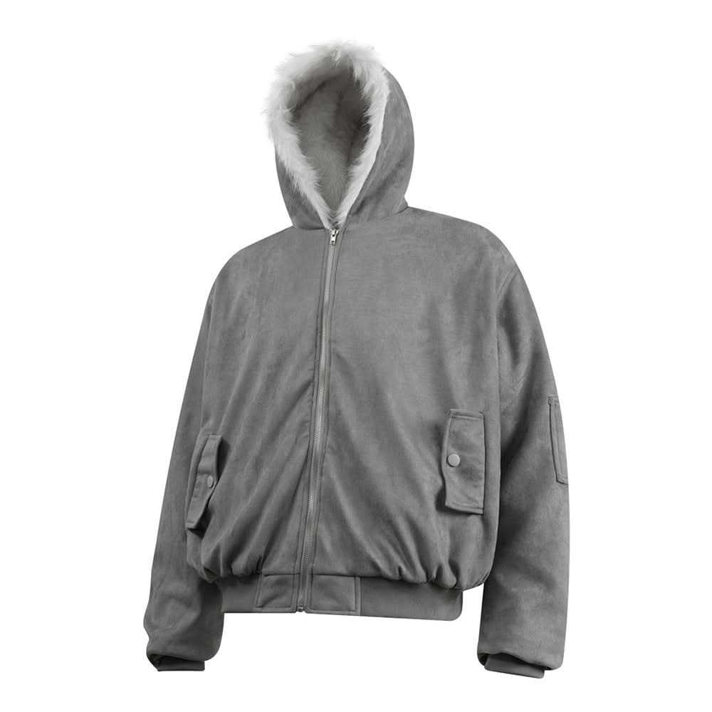 Mao collar hooded jacket