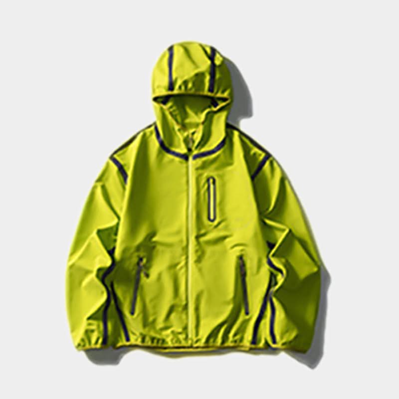 Reflective strip splicing hooded jacket