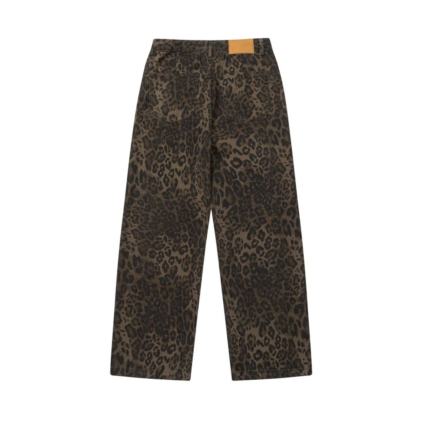 Leopard Print  Straight Leg Washed Casual Pants
