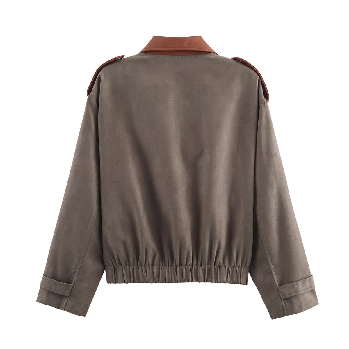 Minimally contrasting suede jacket