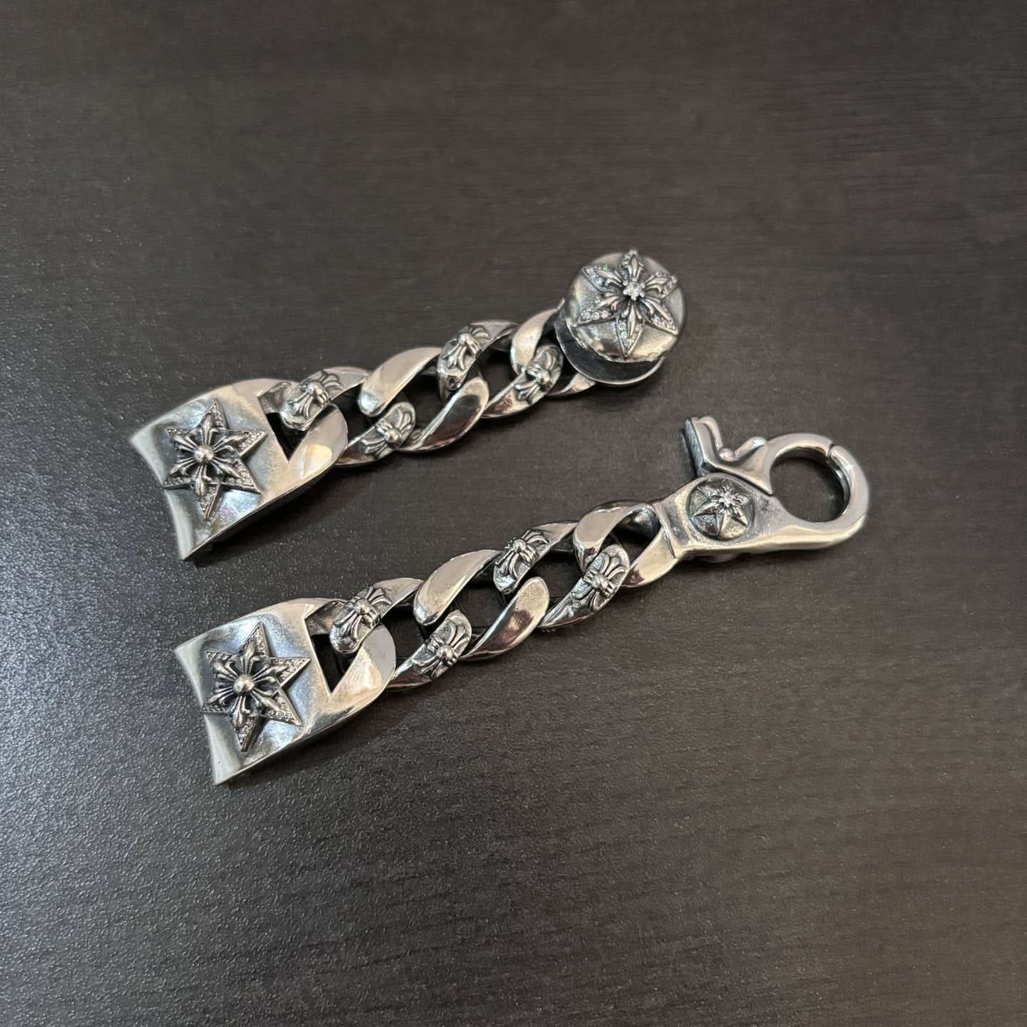 Versilbertes Strass-Hexagramm-Uhrenarmband für Herren, modisches und einzigartiges Retro-Punk-Stilschnallenband, Unisex-Universal-elegantes Design