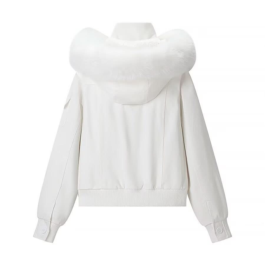 Baumwolljacke mit Kapuze und abnehmbarem Pelzkragen