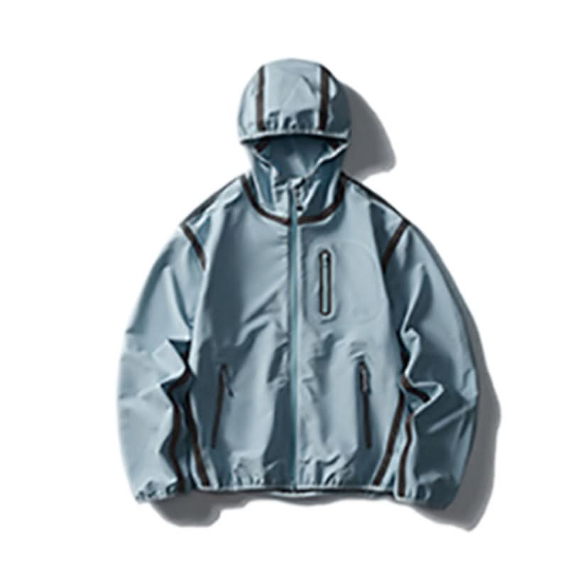 Reflective strip splicing hooded jacket