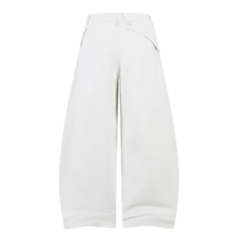 Hanging Panel Pleated Design Knife-Edge Casual Pants Loose Wide Leg Hip-Hop Trousers