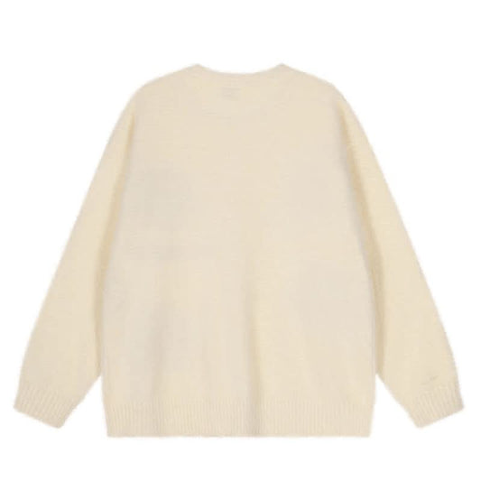 Dog Flower Knit Cardigan Sweater Coat Loose Soft Knitwear