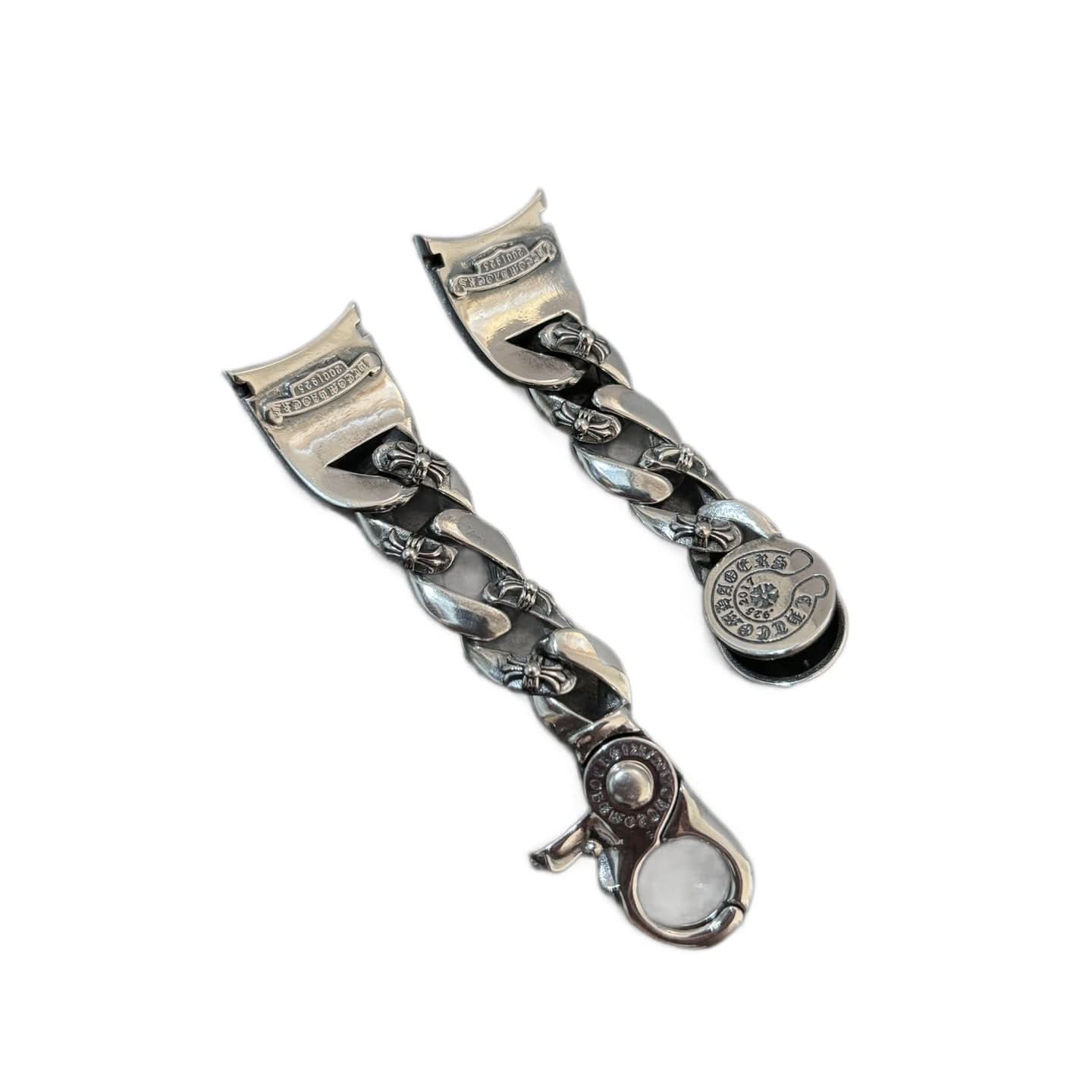 Versilbertes Strass-Hexagramm-Uhrenarmband für Herren, modisches und einzigartiges Retro-Punk-Stilschnallenband, Unisex-Universal-elegantes Design