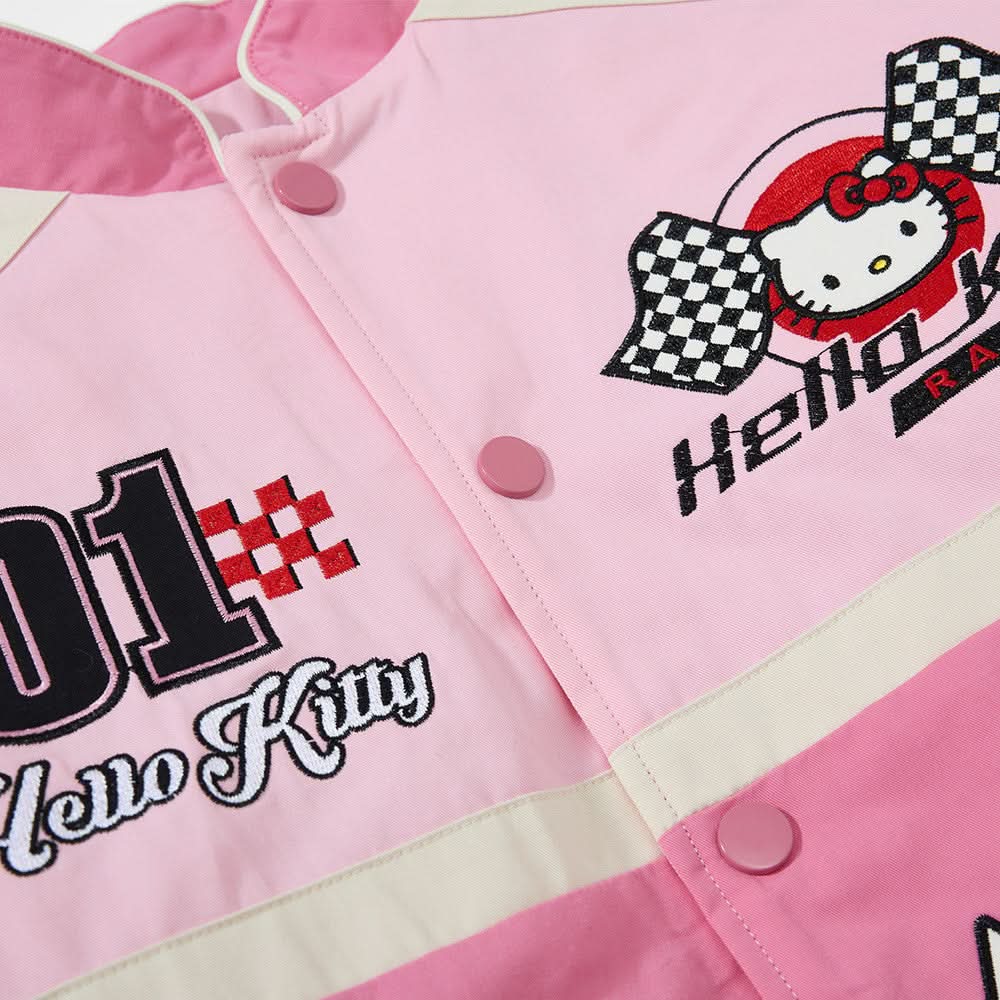 Cartoon-Schwerindustrie Stickerei Racing Style Stehkragen Baumwolljacke