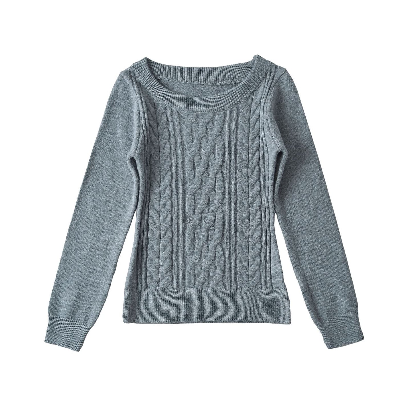 Round neck long sleeved sweater